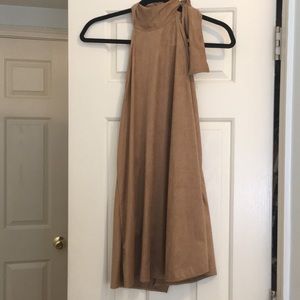 Blue life suede high neck halter dress